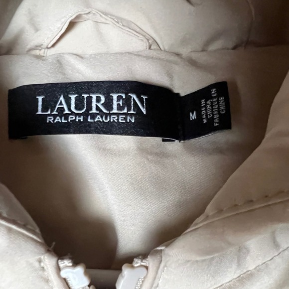 Lauren Ralph Lauren Quilted Puffer Vest Hooded Zip Front Beige Women's Medium - Picture 2 of 6
